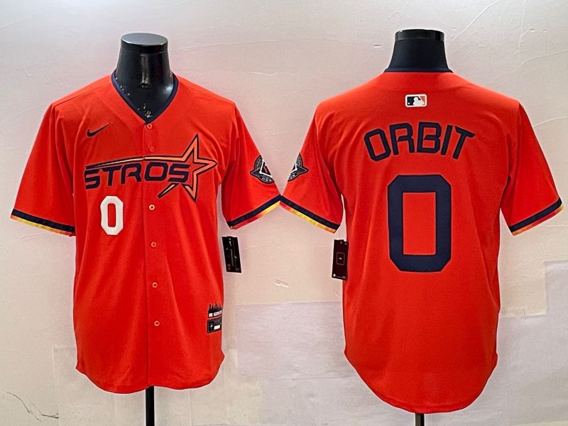 Men Houston Astros 0 Orbit Orange Three generations Joint Name 2025 Nike MLB Jersey style 8